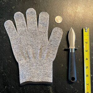 Oyster Shucking Knife (Black) and Glove (Gray) (NWOT)